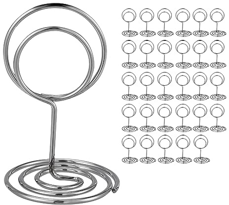 UMETDO 30PCS Table Number Holders Place Card Holder - Photo Holders for Tables, Cards Stand Name Menu Clips, Table Sign Holders for Wedding Anniversary Birthday Party, Silver