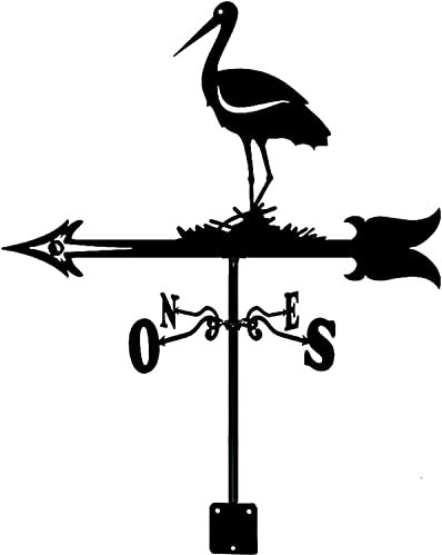 ZAANU Ornement de girouette, Cigogne girouette Animaux Oiseaux girouette en métal girouette Vintage indicateur de Direction du Vent avec revêtement antirouille pour abris de Jardin extér