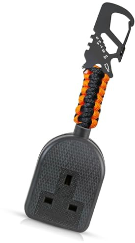 Socket Tester Holder Pro: Secure & Organize Your Electrical Tools with R1 + R2 Link and Carabiner Clip black and orange