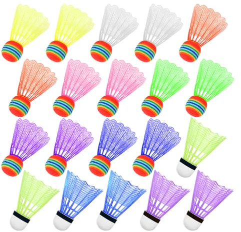 MEMOFYND 20 badminton in plastica colorata, leggeri e durevoli, admintons per interni ed esterni, adatti per sport, allenamento, movimento, intrattenimento, giochi