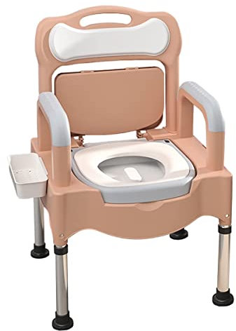 GLDWEY Chaise Percée Toilette, Chaise Pot de Chambre Adulte, Cadre de Sécurité WC, Accoudoir Toilette Personne Âgée, Cadre de Toilette Ajustable, Siege Percée, Chaise de Toilette Handicapé,