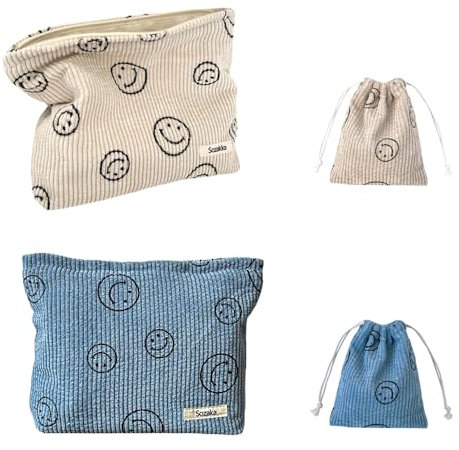 Csirnto Kosmetiktäschchen 4 Stück Reise Kulturtasche Portable Makeup Bag Waschtasche Tasche Organizer Schminktasche Lächeldruck Reise Kosmetiktasche Schminktasche Klein Make Up Tasche für Reisen