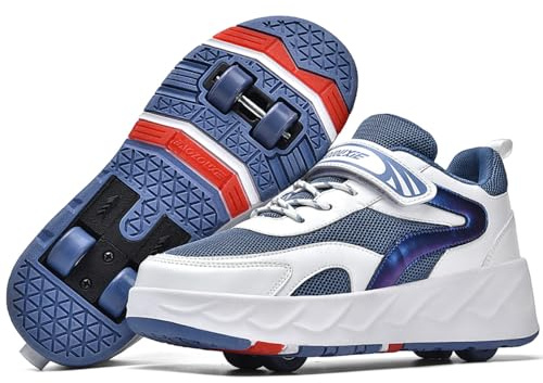 WOWEI Schuhe mit Rollen für Jungen Mädchen Skateboardschuhe Sportschuhe Rollschuhe Kinder 2-in-1-Multifunktionsrollschuhe Sneakers Mit Rollen Outdoorschuhe (BZX-T10, 37EU)