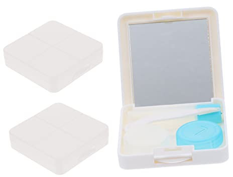 Gatuida 3 Sets Contacts Lens Case Mirror Portable Contacts Lens Case for Halloween Travel DIY Design