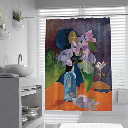 Wewoo Home Paul Gauguin Einzigartige Kunst Duschvorhang Dekor Set Abstrakte Stillleben Blumen Frau Badezimmer Vorhang Sichtschutz Badevorhänge W200xL220cm