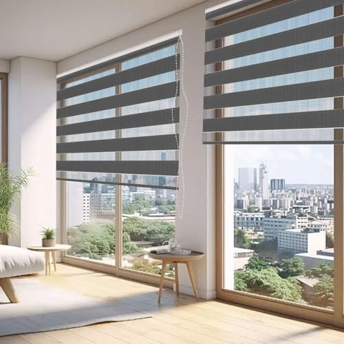 Verdunkelungsrollo Klemmfix 40 x 220 cm Hitzeschutz Energiesparend Verdunkelungsrollo Thermorollo Inkl. Montagematerial für Fenster Und Tür, Dunkelgrau