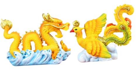 WATIIFUFU chinesische Miniatur-Drachenfigur Statue Phönix und Drache Dekoration für Kuchen