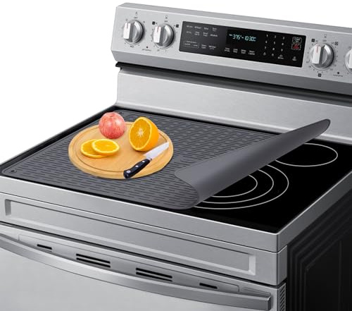 Copertura superiore per stufa elettrica, copertura per stufa, 71,1 x 50,8 cm, resistente al calore, tappetino in silicone per stufa in vetro, tappetino scolapiatti per cucina (XL, grigio)