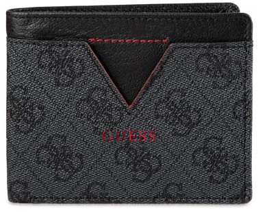 Guess Klassische Bifold Geldbörse für Herren mit Kartenfächern, Geldscheinfach und Ausweisfenster, Black Quattro G, Einheitsgröße, Klassische Faltbörse mit Kartenfächern, Geldscheinfach und