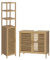 Bellamio Badezimmermöbel Set Newa, Waschbeckenunterschrank mit je 2 Ablagen und Hochschrank mit 6 Fächern und Tür, Badezimmerschrank, Badezimmermöbel aus Bambus lackiert, Standregal Bambus Regal