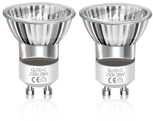 Caldarax Ampoules Halogènes 28W, 330LM Dimmable GU10 Ampoule Lampe Lave, 230V Spot Halogene MR11, Blanc Chaud 2800K Halogène Réflecteur Pour Lampe À Lave, Lot de 2