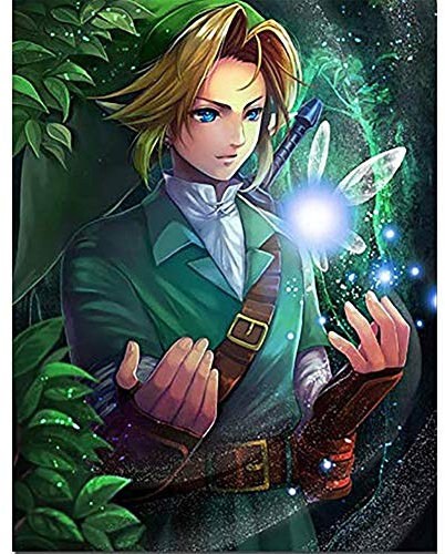 TMXON 5D-Diamant-Kunst-Set, Legend of Zelda, Bildbohrer, DIY-Diamantmalerei, Stickerei, handgefertigt, für Erwachsene und Kinder, günstig für Wohnzimmer, Schlafzimmer, Wanddekoration, 40 x 50 cm