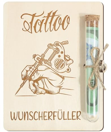 BOFUNX Tattoo Geschenk aus Holz Tattoowierung Geldgeschenk Verpackung mit Reagenzgläser Lustige Geschenk für Damen Herren Tattoo Liebhaber Tätowierer