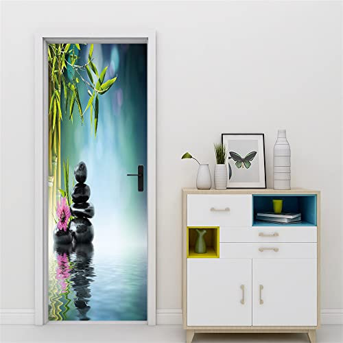 3D Türtapete 70x200 Türaufkleber Selbstklebend Türfolie Poster Fototapete Türbilder Türtattoos Wasserdichte Tür Stickers für Kinderzimmer Wohnzimmer Badezimmer Bambus