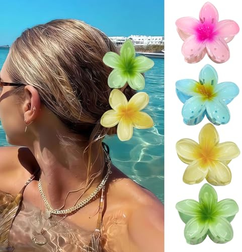 4 Stück Haarklammer Blume,Egg Flower Hair Claw Clips,rutschfeste Haarklammern für Frauen, modisches Haar-Zubehör,Blütenblatt Design,Haarclips für Frauen und Mädchen,4 Farben