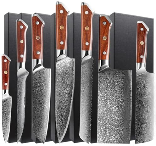 Ensemble de Couteaux de Chef Damas VG10 Couteaux de Cuisine Couteau à trancher Japonais Tranchant Couteau de Chef de Cuisine Domestique Couperet à Viande avec boîte(7pcs)