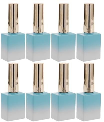 CALLARON 8Pcs Refillable Nail Polish Containers 0.4Oz Glass Bottles with Built-in Brush Gradient Color for Nail Art and Travel Storage