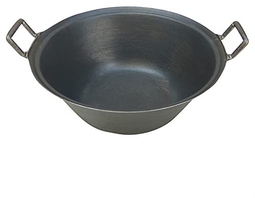 Gusseisentopf mit flachem Boden, großer, Dicker Gusseisen-Wok, Bratpfanne, Suppentopf, unbeschichtet, antihaftbeschichtet, Wok, Kasserolle, Schmortopf (30 cm, mit Deckel)