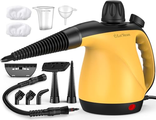 Multi-Surface Portable Steam Cleaner with 11Pcs Accessories, Chemical-Free Pressurized Steamer for Cleaning, Hand Held Steamer for Car, Furniture, Floor, Tile Grout and Home Use