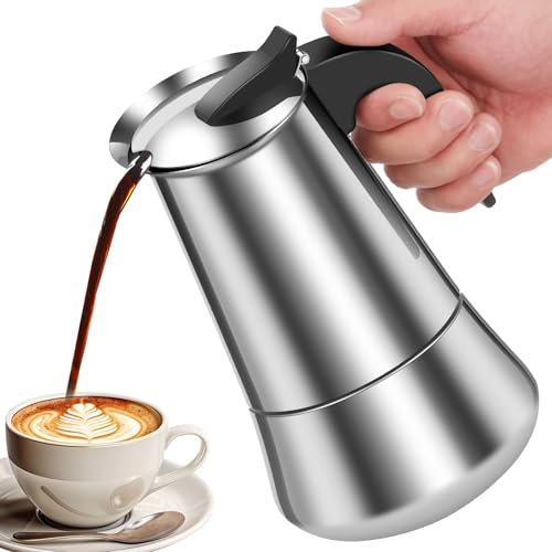 Gatphy 9 tazze da 450 ml in acciaio inox per fornelli, fornelli espressi, moka pot per induzione, caffettiera da campeggio, comodo, casa campeggio