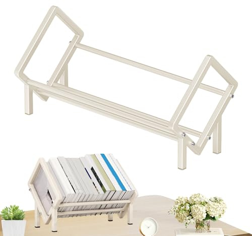 Bibliothèque de bureau - Étagère à livres en acier au carbone basculante - Étagère compacte - Mini tablette moderne - Inventaire de stockage - Unité d'affichage de bureau portable - Organisateur pour