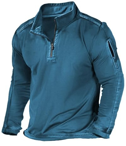 Mens Combat Jumper Mens Hiking Jumper Stand Collar Outdoor Jumpers Durable Army Jumpers Utility Workwear Pullover Half Zip Tactical Pullover Lightweight Climbing Pullovers With Zip Pockets