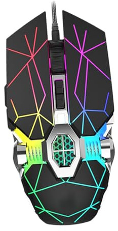 NUOBESTY Souris Gaming USB Filaire Programmable 7 Touches pour PC Noir | Positionnement Rapide, Revêtement Mat Métal Résistant, Peinture UV Solide