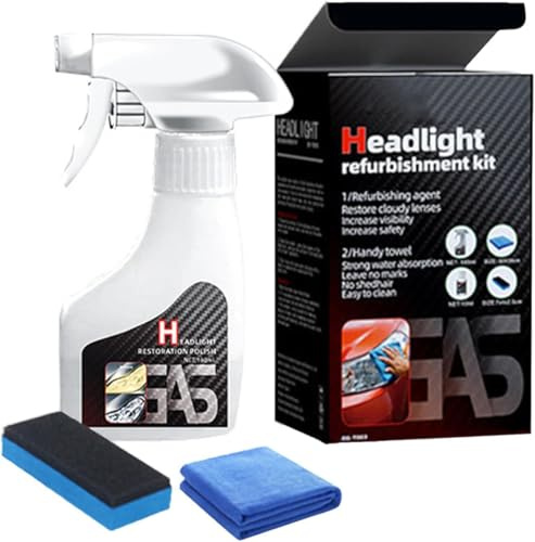 Ashopfun Headlight Rejuvenator,2025 Upgraded Versatile Headlight Refurbishment Kit,Headlight Restoration Spray,Automotive Headlamp Restoration Fluid,for Brighter,Clearer Headlights (1 Pcs)