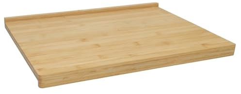 Acomoda Textil – Tabla de Cortar de Bambú para Cocina. Bandeja de Madera Resistente para Picar, Trocear y Servir. (Tabla con 2 Bordes, 48x38 cm)