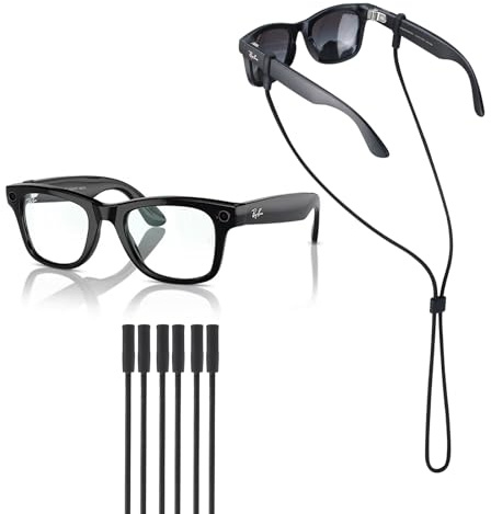 TBATAIL Glasses Strap for Ray-Ban & Oakley Meta and Wide Frame Glasses –3pcs Adjustable Sunglasses Straps Retainer Cords for Men Women-Eyeglasses Holder Lanyard String Chain Rope for Sports(Black)