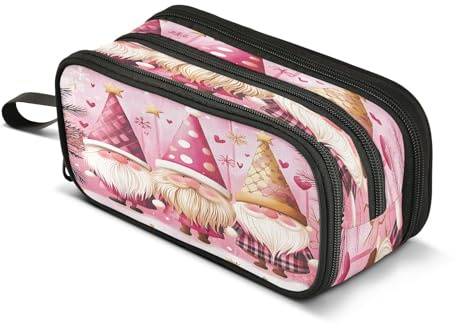Trousse à crayons avec fermeture éclair pour pinceaux de maquillage - Pour l'école, le bureau, le travail, les voyages - Trois nains roses
