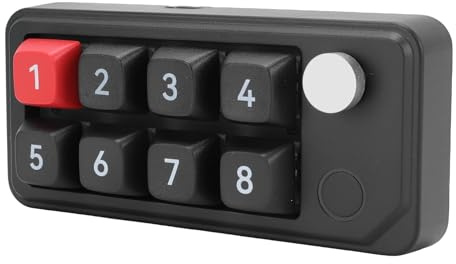 ASHATA Clavier Macro Programmable, Clavier Numérique USB C Filaire à 8 Touches avec échange à Chaud et 12 Modes D'éclairage, Raccourcis Personnalisables pour et OS (Black)