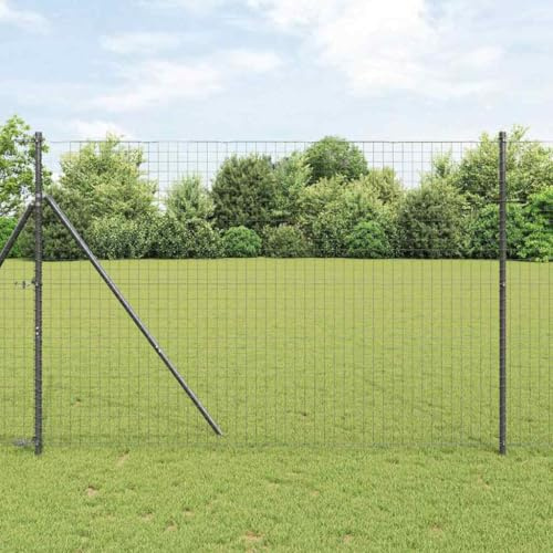 Generic Metal Fence Post Adjustable Outdoor Garden Fence,Grey, 200cm Height,5-Pack with Spikes for Patio Lawn Landscape Edging,13x Post