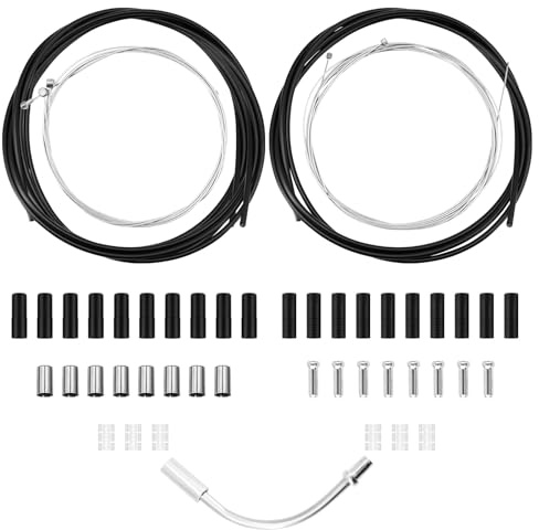 Fahrrad Bremszug und Schaltzug Set mit 1 V-Bremskrümmern (90 Grad),Komplettes Bowdenzug Reparatur Kit mit Bremszughülle, Schaltzughülle, Innenzügen, Endkappen & O-Ringen für MTB, Rennrad, E-Bike