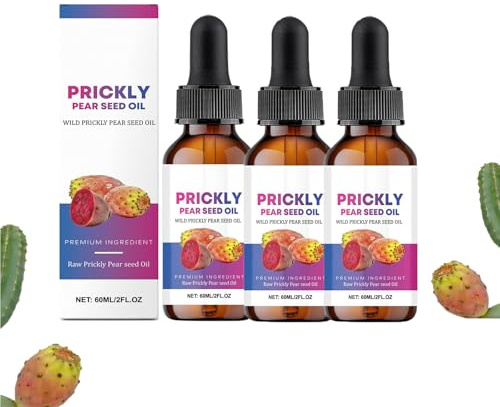Cactus Pear Seed Oil, Organic Cold Pressed, Natural Ingredients, Firming, Anti-Ageing, Against Wrinkles and Dark Circles, Fig Cactus Face Oil for Face, Body, Hair, Skin Oil, Moisturising (3 Pieces)
