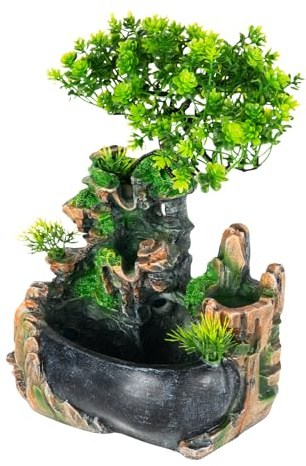 SFTYEI Fuente de agua para mesa, decoración del hogar, aspecto de roca con curso de agua