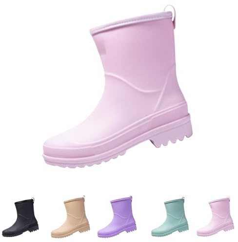Botas de goma para mujer, 40 de media altura, botas de lluvia para mujer, con tacón, botas de lluvia, cortas, ligeras, impermeables, para lluvia, exteriores, transpirables, para el tiempo libre