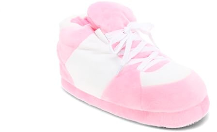 Happy Feet Slippers Standard Sneaker Slippers for Men, Women, and Kids - As Seen on Shark Tank - Classy Oversized House Slippers for Women with Non-Slip Rubber Soles - Pink and White - Large