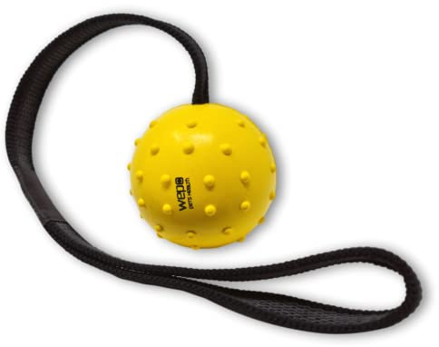 WEPO Pelota de juguete para perros con cuerda amarilla, bola de lanzamiento para perro, juguete para masticar, juguete para perros