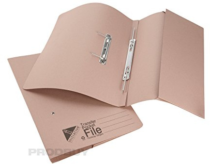 ProdBuy Limited 10 Pack Buff Foolscap Pocket Transfer Spring Files 285gsm 32mm Capacity