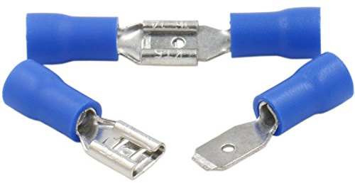 Heschen Stecker/Buchse Schnellkupplung Vinyl isoliert, FDD+MDD2-187, 4,8 x 0,5mm Kabelschuh, für 1,5-2,5mm² (16-14 AWG), Blau, 100 Stück