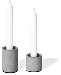 anaan High & Low Portacandele Porta Candele Candelabro in Calcestruzzo Cemento Disegno Decorativo da Tavolo Geometrico Industriale moderno per matrimonio (Set di 2, L+S)