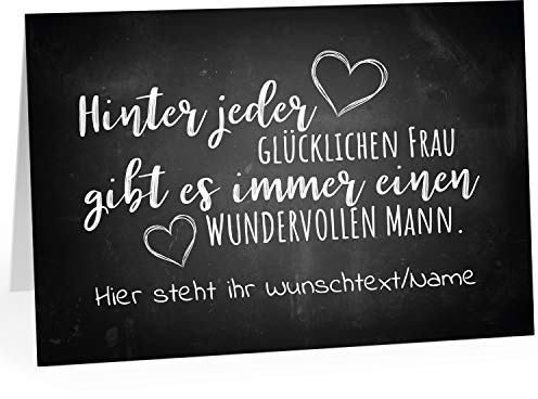 Große Ich Liebe Dich XXL-Karte zum Aufklappen (DIN A4) PERSONALISIERT - Tafel Look für Ihn - mit Umschlag/Edle Design Klappkarte/Geburtstag/Valentinstag/Extra Groß