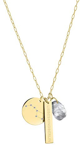 LIEBESKIND BERLIN Damen Halskette Talisman-Charms - Kette aus Edelstahl mit verschiedenen Anhängern und Steinen, modern und alltagstauglich