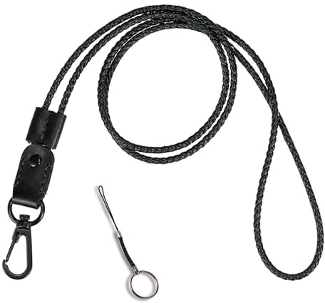 Umhängeband, geflochtenes Leder-Umhängeband mit Metallclip für Kartenhalter, Schlüssel, Büro, verstellbares Schlüsselband für Männer und Frauen