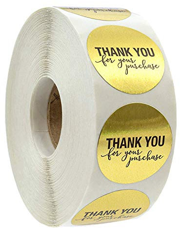 500 Stück Runde Goldfolie Danke Ihnen Für Ihren Einkauf Aufkleber Label / 500 Etiketten Pro Rolle, Rund Selbstklebend Geschenkaufkleber Geschenksticker für Backen Geschenktüten