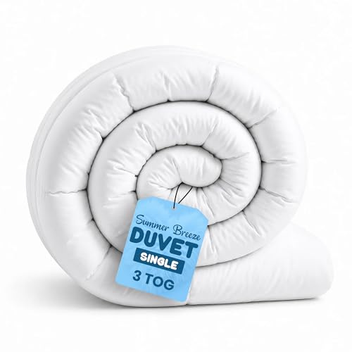 Rohi Summer Breeze Microfibre Single 3 Tog Duvet - Soft Like Down Airy & Slim Summer Quilt - Light Weight Cooling Duvet