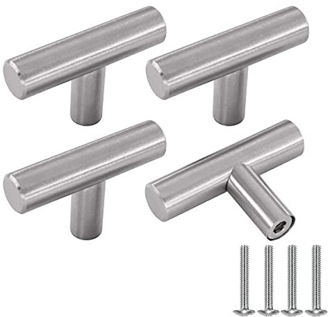 Drenky Poignée Meuble, Argent Boutons de Portes Pour Placards en Acier Inoxydable 4 Pièces Bouton de Meuble Cuisine Vintage avec Vis pour Commode, Armoire