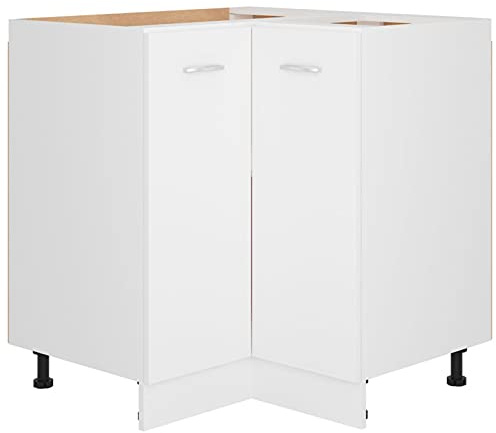 Festnight Küchenschrank Eckunterschrank Unterschrank Küche Küchenunterschrank Küchenblock Küchenzeile Küchenmöbel Küchenmodule Küchen Schrank Weiß 75,5x75,5x80,5 cm
