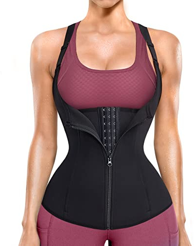 Gotoly Donna Waist Trainer Corsetto Dimagrante Body Modellante Allenamento con Cerniera Cintura Sauna Hot Thermo Sudore Sportiva Fitness Training Vestiti Body Shaper
